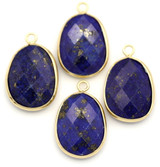 1pc Approx. 26x17mm Lapis Lazuli Faceted Baroque Oval Pendant