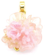 Approx. 26x24mm Brass & Resin 3D Flower Pendant, Gold & Light Rose
