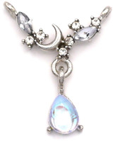 26x22mm Glass Teardrop on Moon & Star Focal Link, Antique Silver