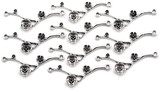 10pc 38.5x13mm Floral Cherry Blossom Branch Links, Antique Silver