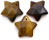 1pc Approx. 20mm Tigereye Faceted Star Pendant
