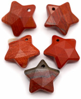 1pc Approx. 20mm Red Rainbow Jasper Faceted Star Pendant