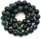 Approx. 15" Strand 8mm Moss Agate Round Beads