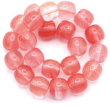 Approx. 8" Strand 10x9mm Cherry "Quartz" Glass (Man-Made) Barrel Beads