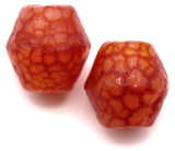 2pc Approx. 15mm Red Agate (Dyed/Heated) Knapped Chunky Bicone Beads