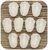 10pc 12x8mm Czech Pressed Glass Tulip Beads, Crystal w/Light Olive-Mauve Suede