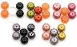 RANDOM PICK: 6pc 11x8mm Czech Pressed Glass Fluted Pumpkin Beads, Mixed Colors  (RANDOM COLOR MIX)