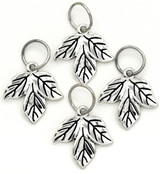 4pc 20mm Triple Leaf Charms, Antique Silver