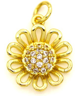 16x14mm 18k Gold-Plated Brass & Cubic Zirconia Flower Charm