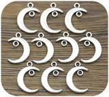10pc 19x13mm Moon Charms, Antique Silver