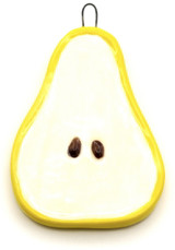 Approx. 50x34mm Porcelain Pear Slice Pendant