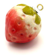 Approx. 24x18mm Porcelain Strawberry Pendant (See Photos for Variation)