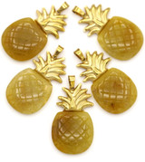 Approx. 34x20mm Golden Quartz (Dyed) Pineapple Pendant (See Photos for Variation)