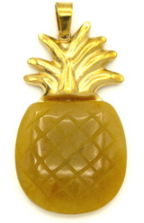 Approx. 34x20mm Golden Quartz (Dyed) Pineapple Pendant (See Photos for Variation)