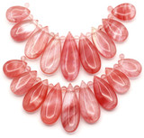 9pc 20-39mm Cherry Quartz Glass (Man-Made) Teardrop Pendants