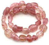 Approx. 7.5” Strand Strawberry Quartz Nugget Beads