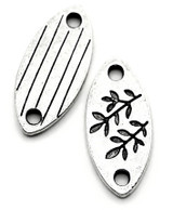 6pc 9x19mm Leaf-Detail Marquise Links in Antique Silver