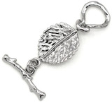 34x15mm (21x5.5mm Bar) Platinum-Plated Brass Leaf Toggle Clasp