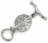 34x15mm (21x5.5mm Bar) Platinum-Plated Brass Leaf Toggle Clasp