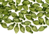 100pc 10x5mm Acrylic Leaf Beads, Green