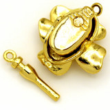 17x15mm 18k Gold-Plated Brass & Cubic Zirconia Flower Bayonet Box Clasp