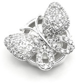 15x11.5mm Platinum-Plated Brass & Cubic Zirconia Magnetic Butterfly Clasp