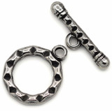 20x16mm (23mm Bar) Antiqued Stainless Steel Patterned Toggle Clasp