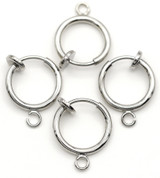4pc (2 Pairs) 15x11mm Platinum-Plated Brass Clip-On Earring Hoop Findings