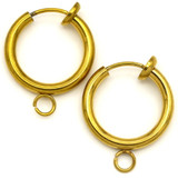 2pc (1 Pair) 17x14mm 18k Gold-Plated Surgical Steel Clip-On Earring Hoop Findings