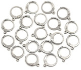 20pc (10 Pairs) 15x12mm Stainless Steel Round Leverback Earring Findings w/Open Loop