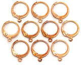 10pc (5 Pair) 15x12mm Stainless Steel Leverback Hoop Earring Findings w/Loop, Rose Gold