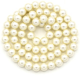 Approx. 15.5" Strand 6mm Glass Pearl Beads, Cream