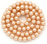 Approx. 15.5" Strand 6mm Glass Pearl Beads, Peach