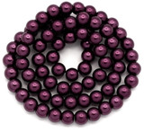 Approx. 15.5" Strand 6mm Glass Pearl Beads, Mulberry