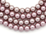 Approx. 15" Strand 8mm Glass Pearl Beads, Mauve (See Photos for Variation)