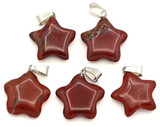 Red Jasper Star Bundle: 7" Strand 6mm Round Beads, 7" Strand 6mm Star Beads & 23x21mm Star Pendant