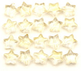 20pc 9mm Glass Star Beads, Crystal Clear/Gold Shimmer
