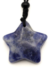 Approx. 29x31mm Sodalite Star Pendant w/24" Cord Necklace (See Photos for Variation)