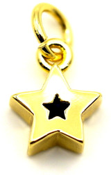 2pc 9x7mm 18k Gold-Plated Brass & Cubic Zirconia Faceted Star Charms, Champagne