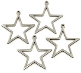 4pc 26x25mm Stainless Steel Laser Cut Star Pendants