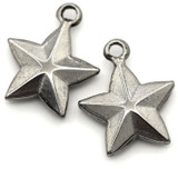 2pc 15x13mm Stainless Steel 3-D Star Charms