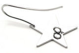 2pc 31x19mm Platinum-Plated Brass Star Hook w/Loop Earwires (Nickel-Free)