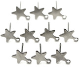 10pc 10x8mm Stainless Steel Star Earstuds w/Loop