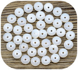 5-Gram Bag (Approx. 32pc) 6mm Czech Pressed Glass Rondelle Beads, White Opal