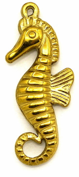 30x12mm Stainless Steel Seahorse Charm, Gold