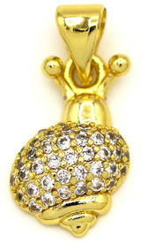 15x9mm Brass & Cubic Zirconia Sea Snail Pendant, Gold