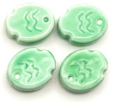 4pc 17x14mm Porcelain Fish Beads, Aquamarine