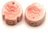 4pc 17x14mm Porcelain Fish Beads, Coral Pink