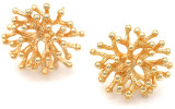 1 Pair 20mm 18k Gold-Plated Brass Coral Branch Earstud w/Loop Findings (Nickel-Free)