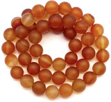 Approx. 15" Strand 8mm Frosted Carnelian (Dyed/Heated) Round Beads